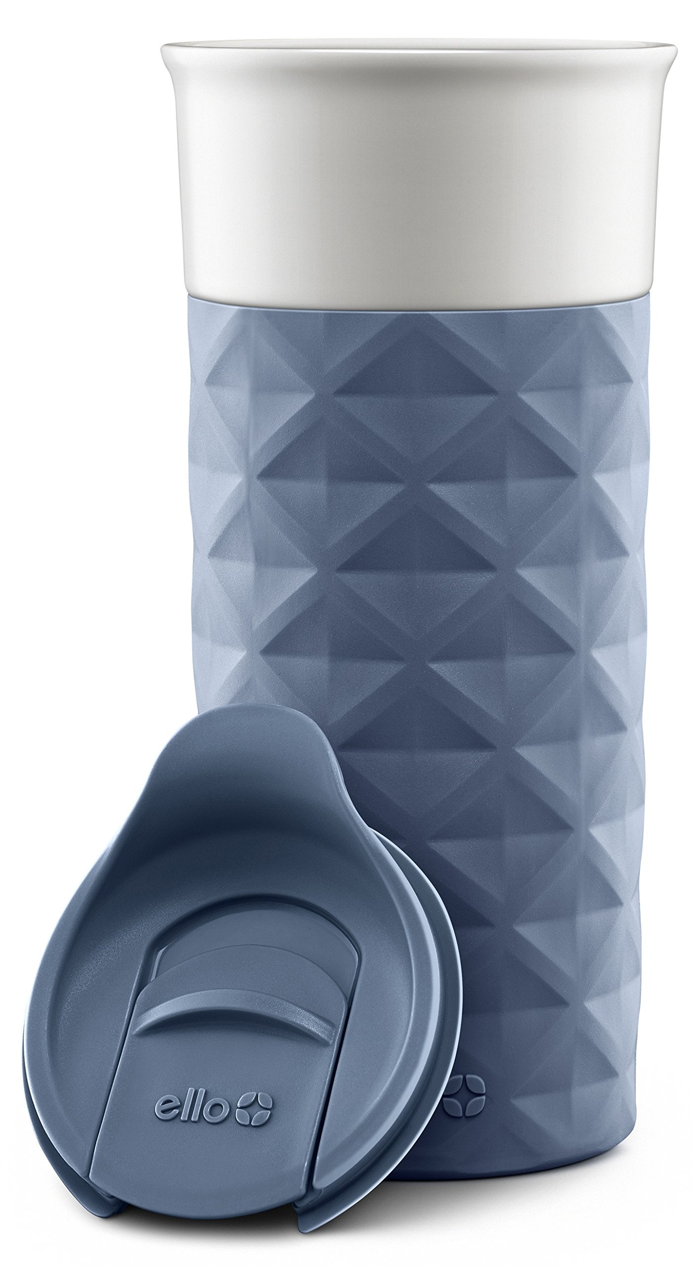 Ello Ogden slider lid open in hand for easy sipping and spill reduction