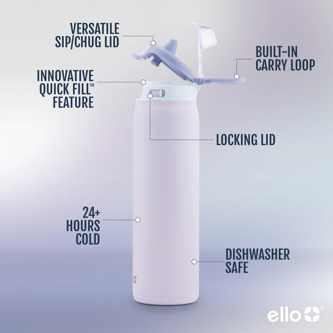 Ello Pop & Fill silicone spout close-up offering clean sipping comfort