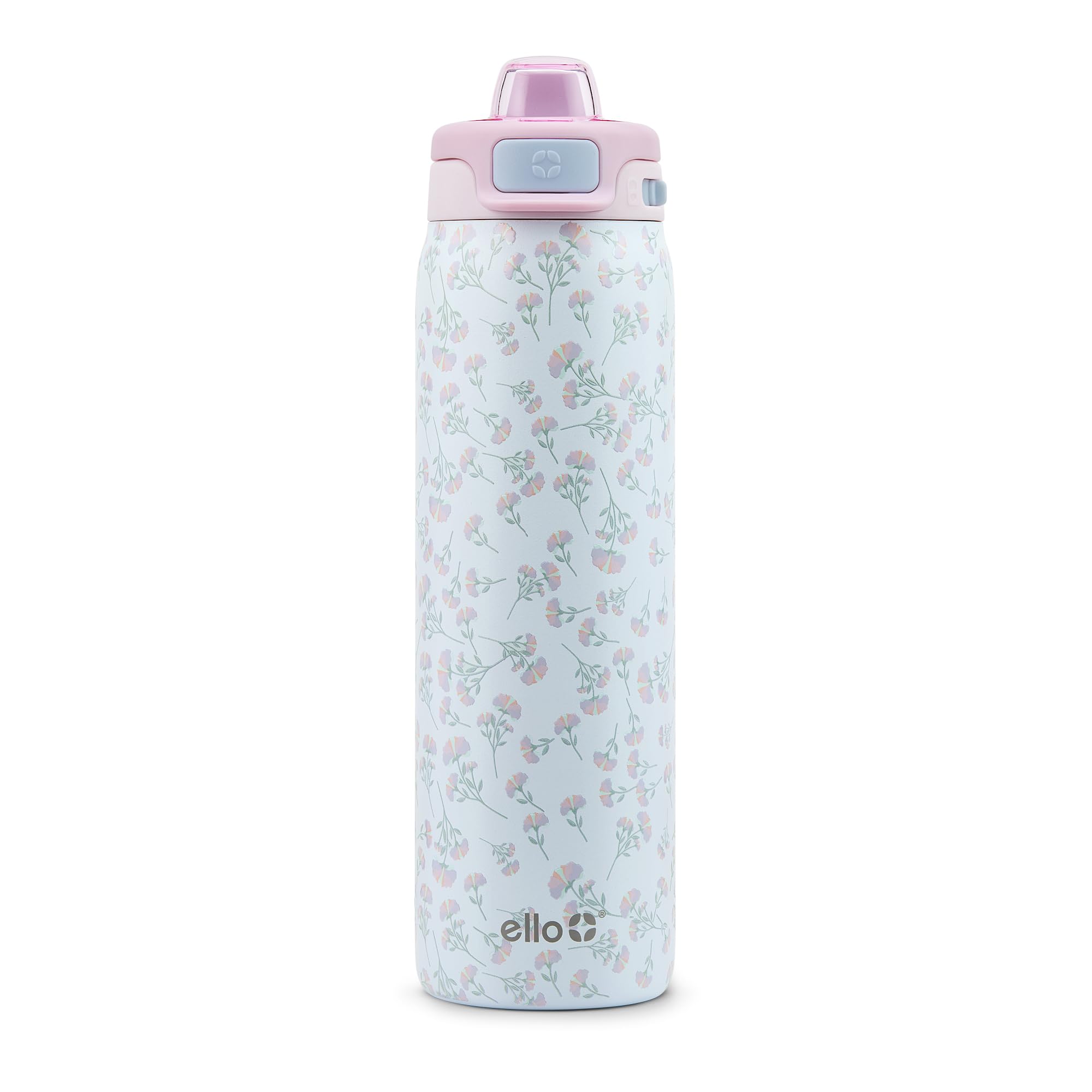 Ello Pop & Fill front view showing Serene Blooms finish and 22oz capacity benefit
