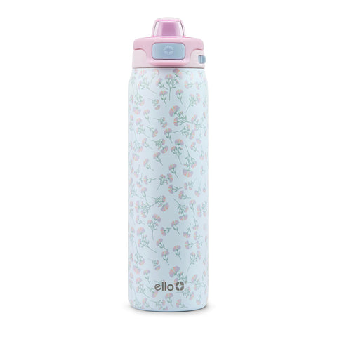 Ello Pop & Fill front view showing Serene Blooms finish and 22oz capacity benefit