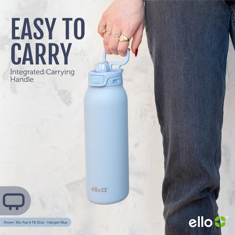 Ello Pop & Fill tucked inside a backpack illustrating travel-ready protection and convenience