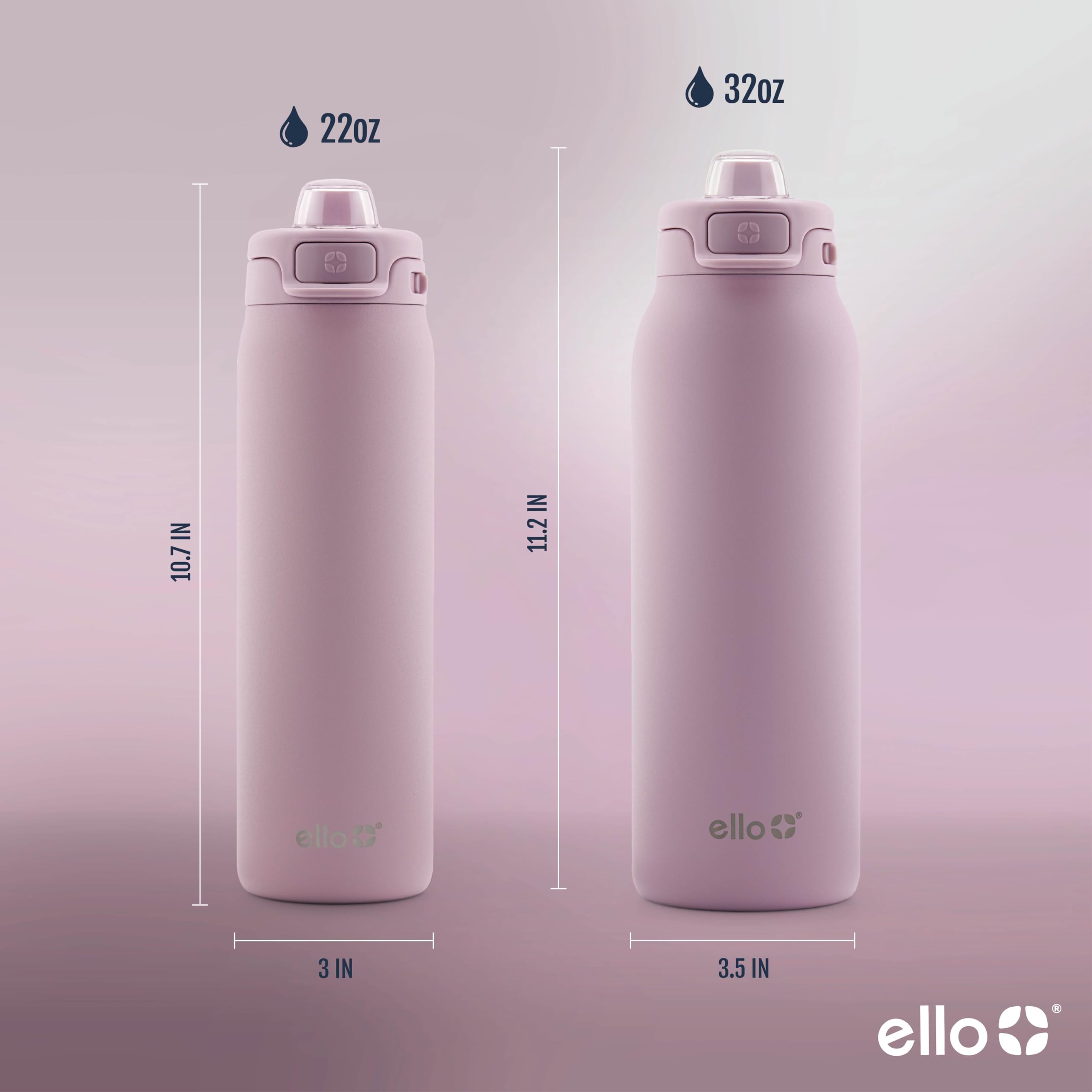 Ello Pop & Fill poured with ice demonstrating capacity and long-lasting chill