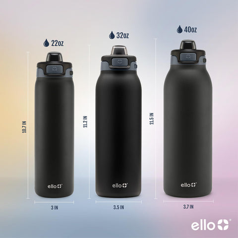 Ello next to a hand for 32oz size comparison and portable capacity