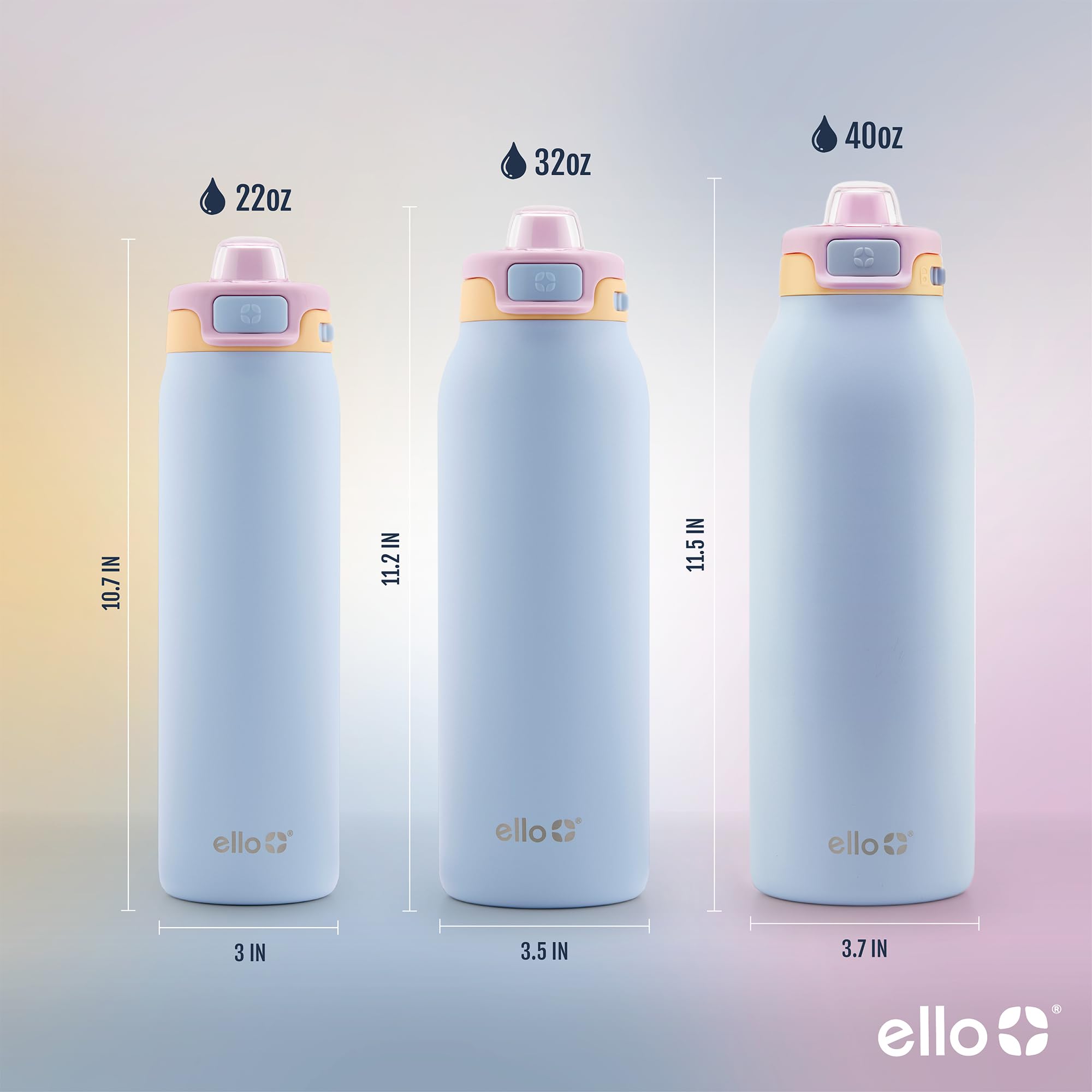 Ello Pop & Fill carry loop and side profile for easy attachment and travel convenience