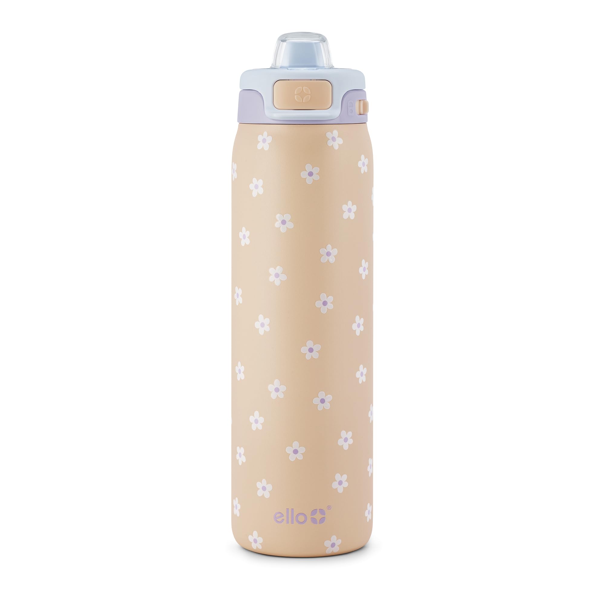 Ello front view of gloss daisies bottle showing stylish design and durability