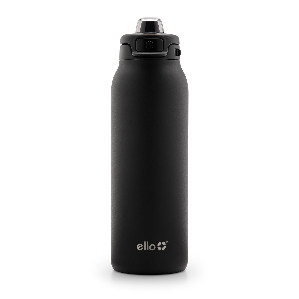 Ello Pop & Fill front view showing sleek black finish and 32oz capacity benefit