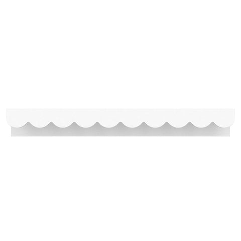 Elmwood Road mounted shelves with size comparison showing scale and fit