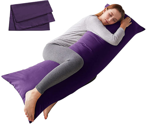 ELNIDO QUEEN front view purple body pillow showing full length and shape for better support