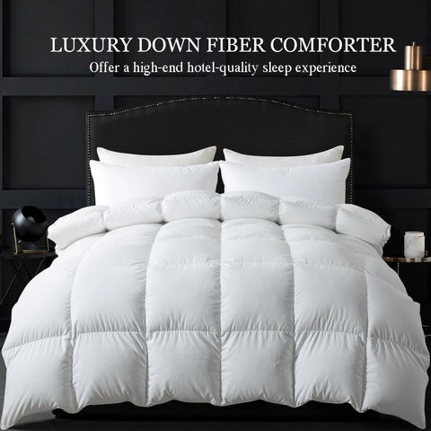 ELNIDO QUEEN loft and fill close-up emphasizing fluffy downfiber comfort