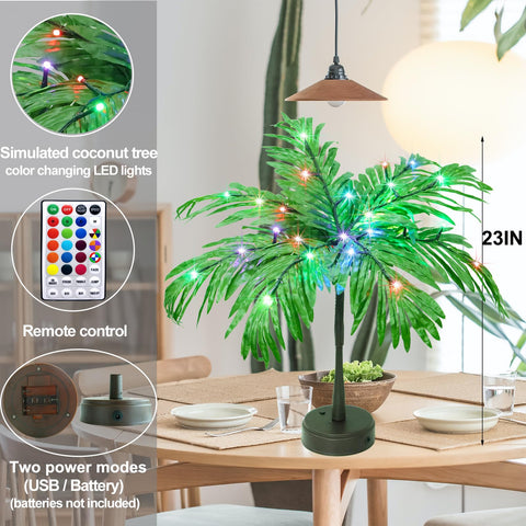 Elnsivo palm tree as table centerpiece creating festive party lighting