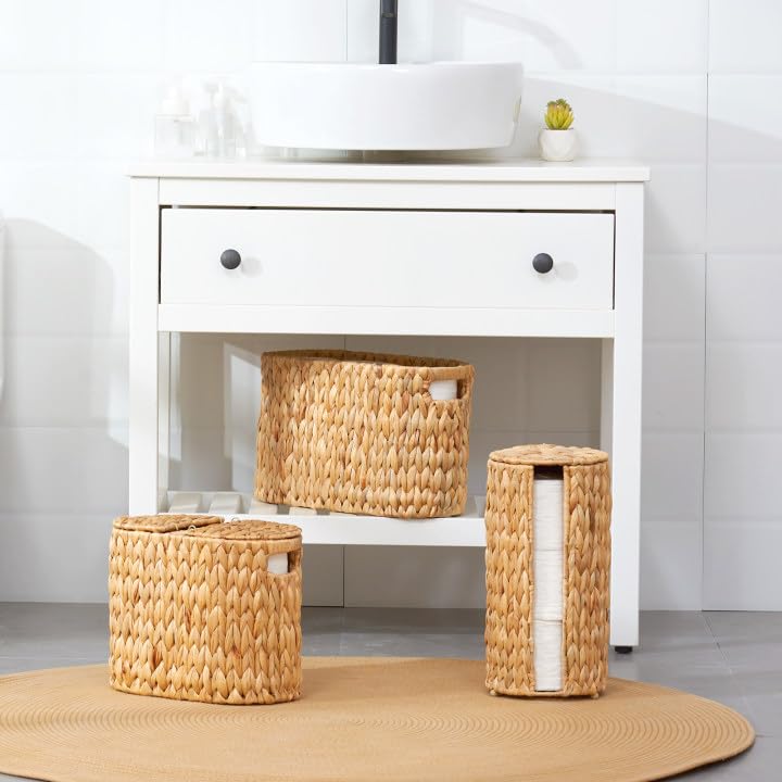 ELONG HOME basket styled with towels and essentials enhancing decor