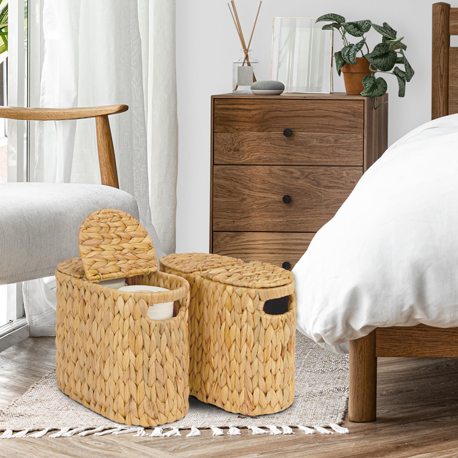 ELONG HOME stacked basket on shelf saving space and organizing items