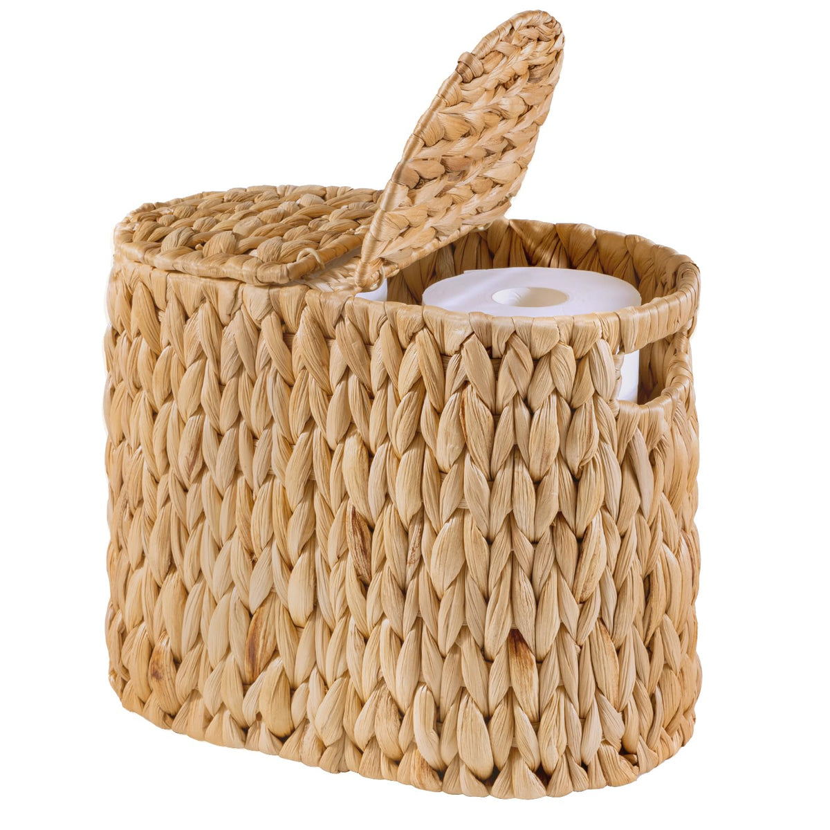 ELONG HOME front view of toilet paper basket showing neat storage benefit