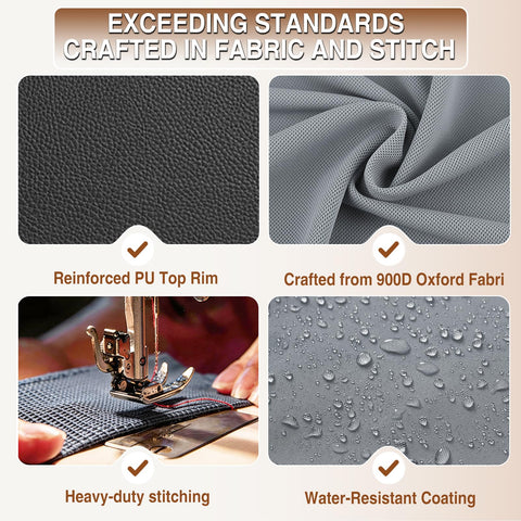Elowen close-up of oxford fabric and leather accents highlighting durable style