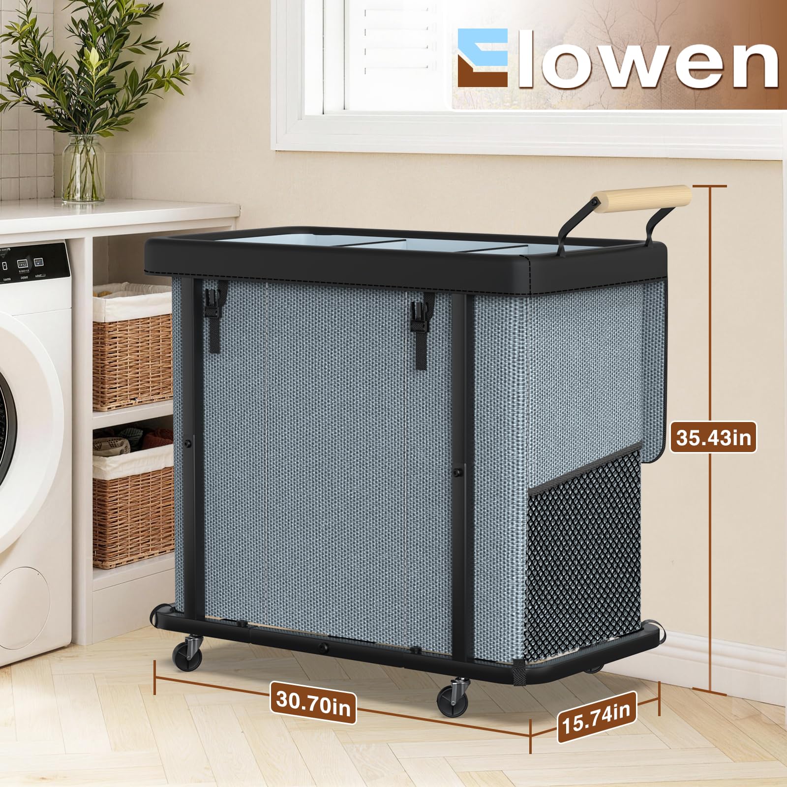 Elowen in a laundry room lifestyle setting showing practical home use