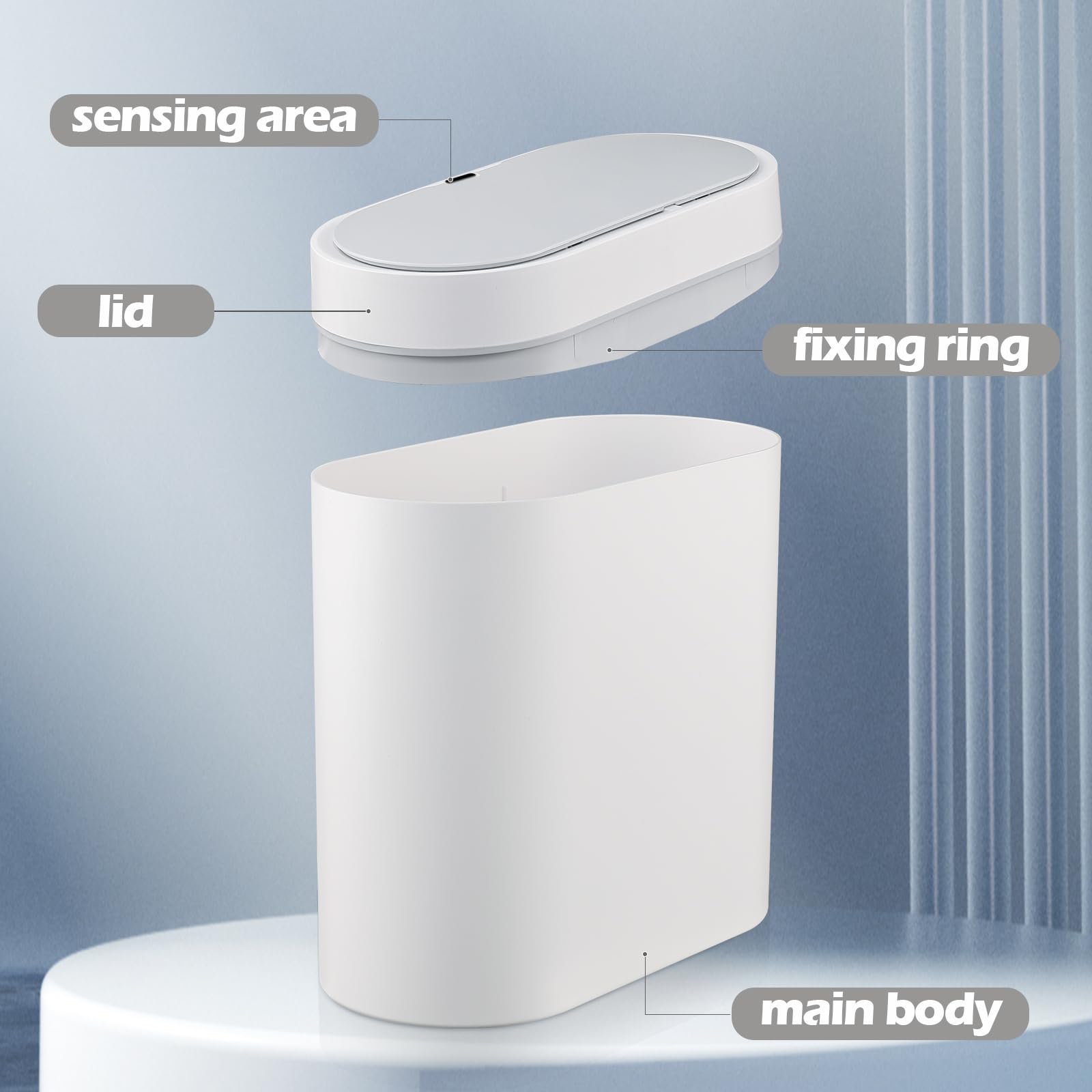 ELPHECO removable inner bucket detail for easy emptying and cleaning
