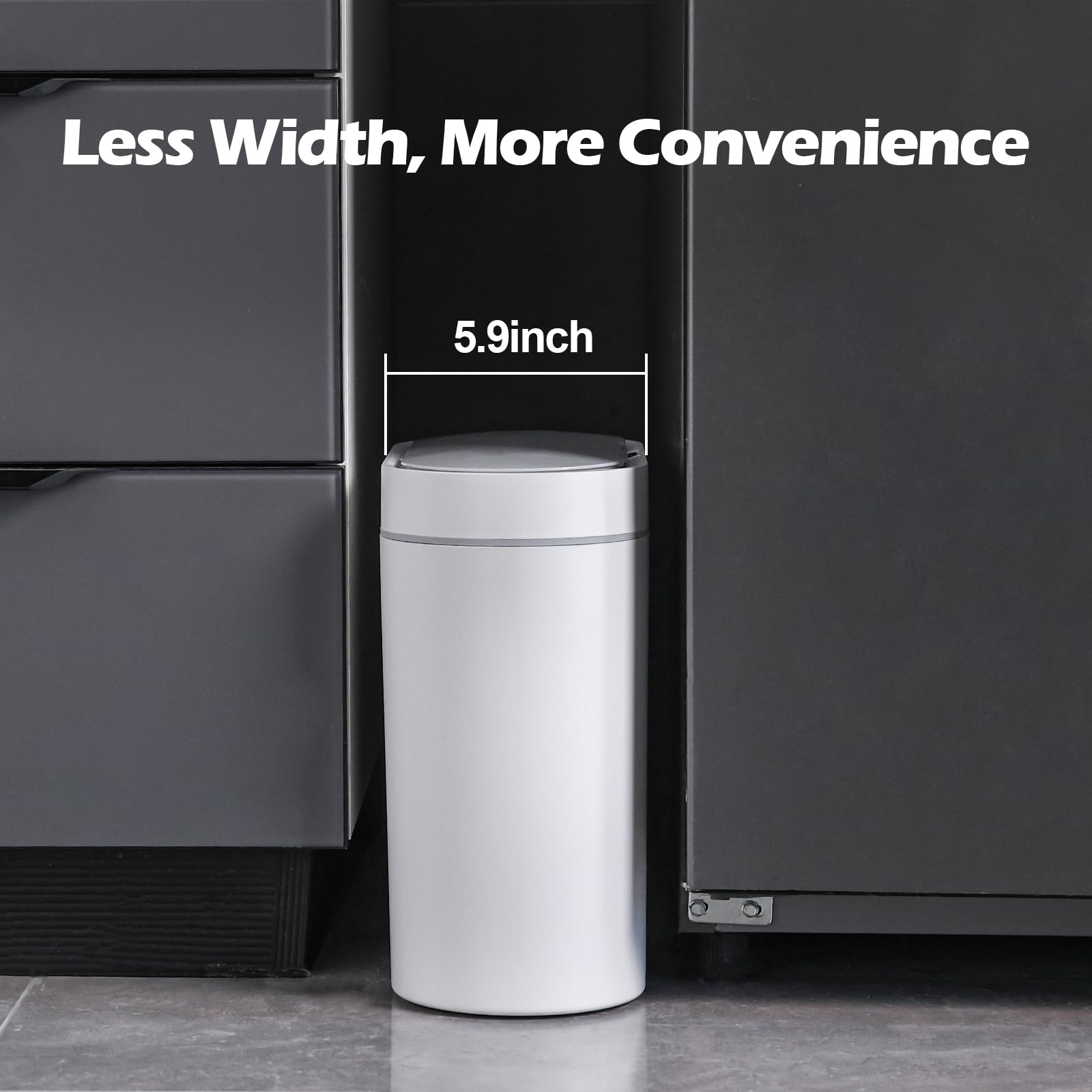 ELPHECO slim profile tucked under sink to save floor space