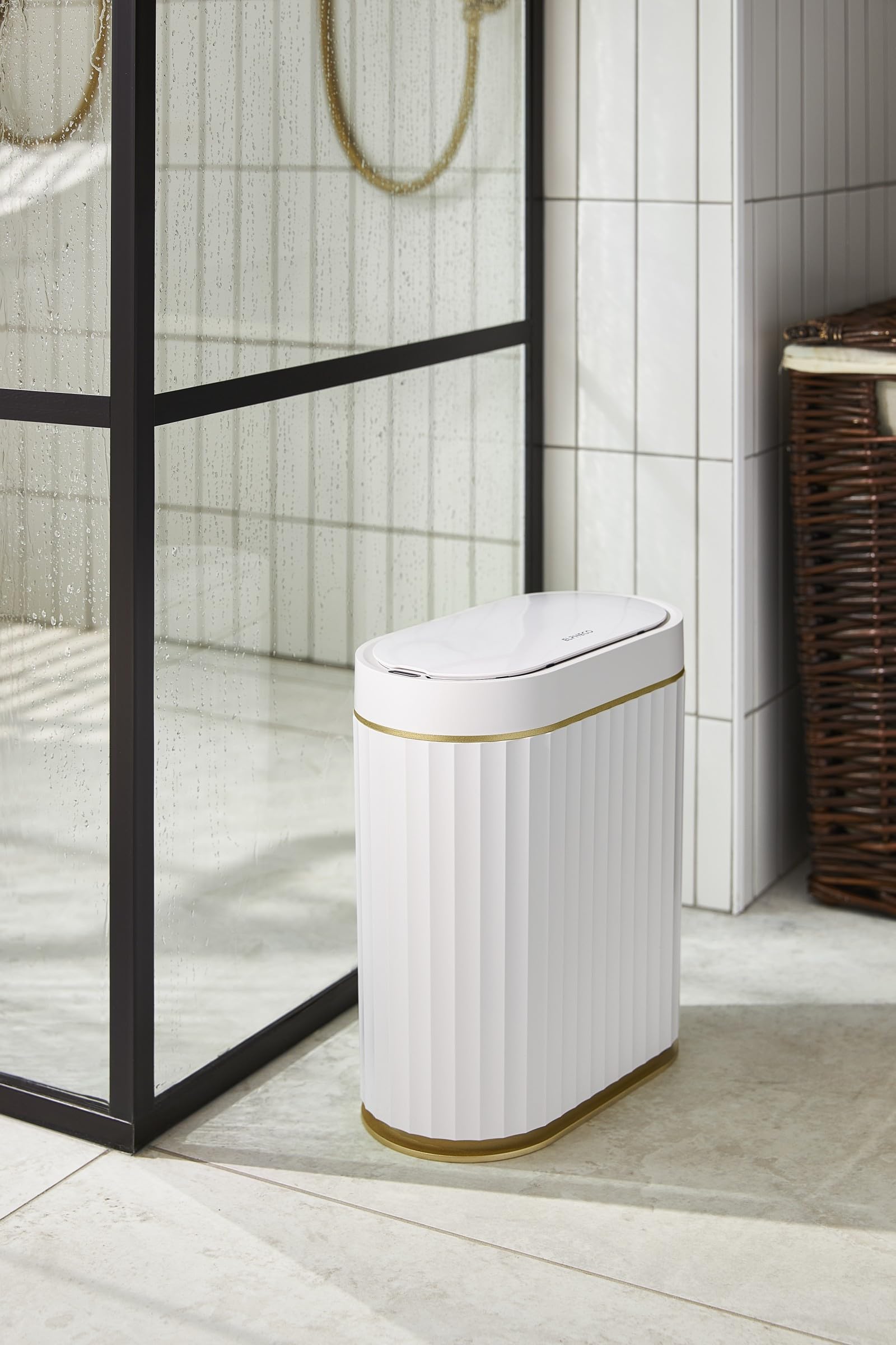 ELPHECO top lid open demonstrating motion sensor for hygienic hands‑free use