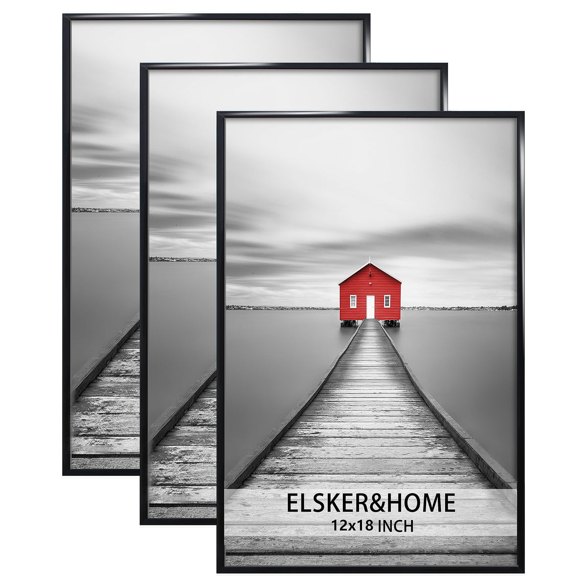 ELSKER&HOME front view of black 12x18 frame showing clean edges and display benefit