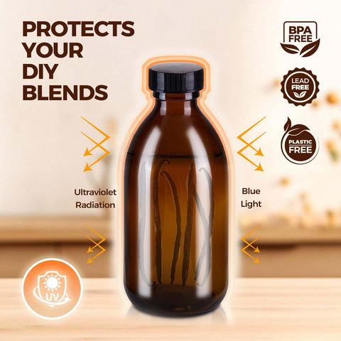 Elumeiro hand holding 8 oz bottle to show scale and convenient size