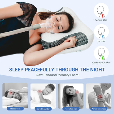 Elviros pillow supporting a back sleeper to maintain neutral spine alignment
