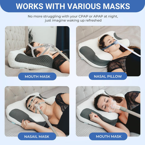 Elviros side cutout detail that reduces mask pressure and guides tubing