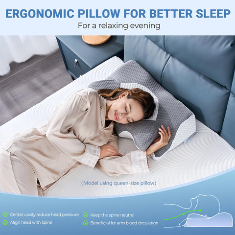 Elviros in-bed side sleeping setup showing natural neck alignment benefit