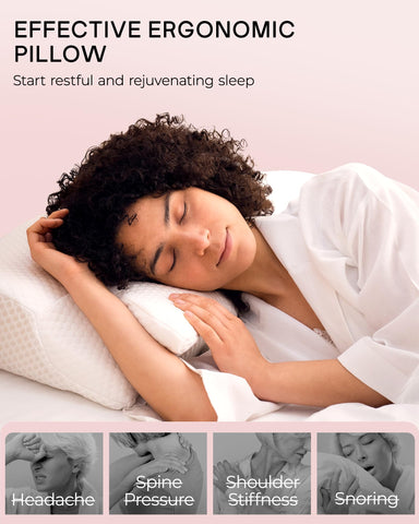 Elviros user lying on side showing neck support and reduced strain while sleeping