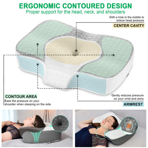 Elviros pillow supporting a side sleeper demonstrating improved alignment benefit
