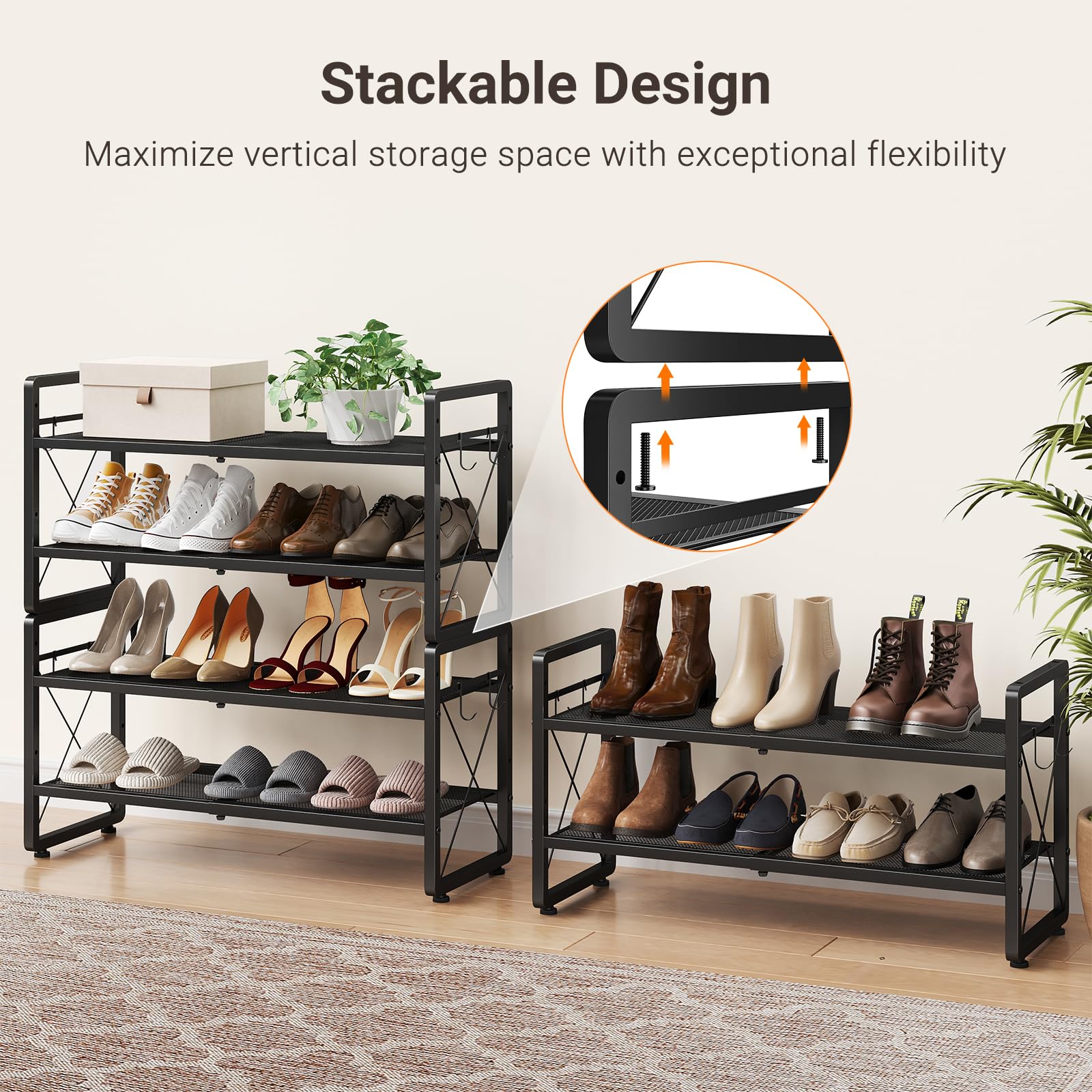 ELYKEN adjustable feet leveled on uneven floor to prevent wobble