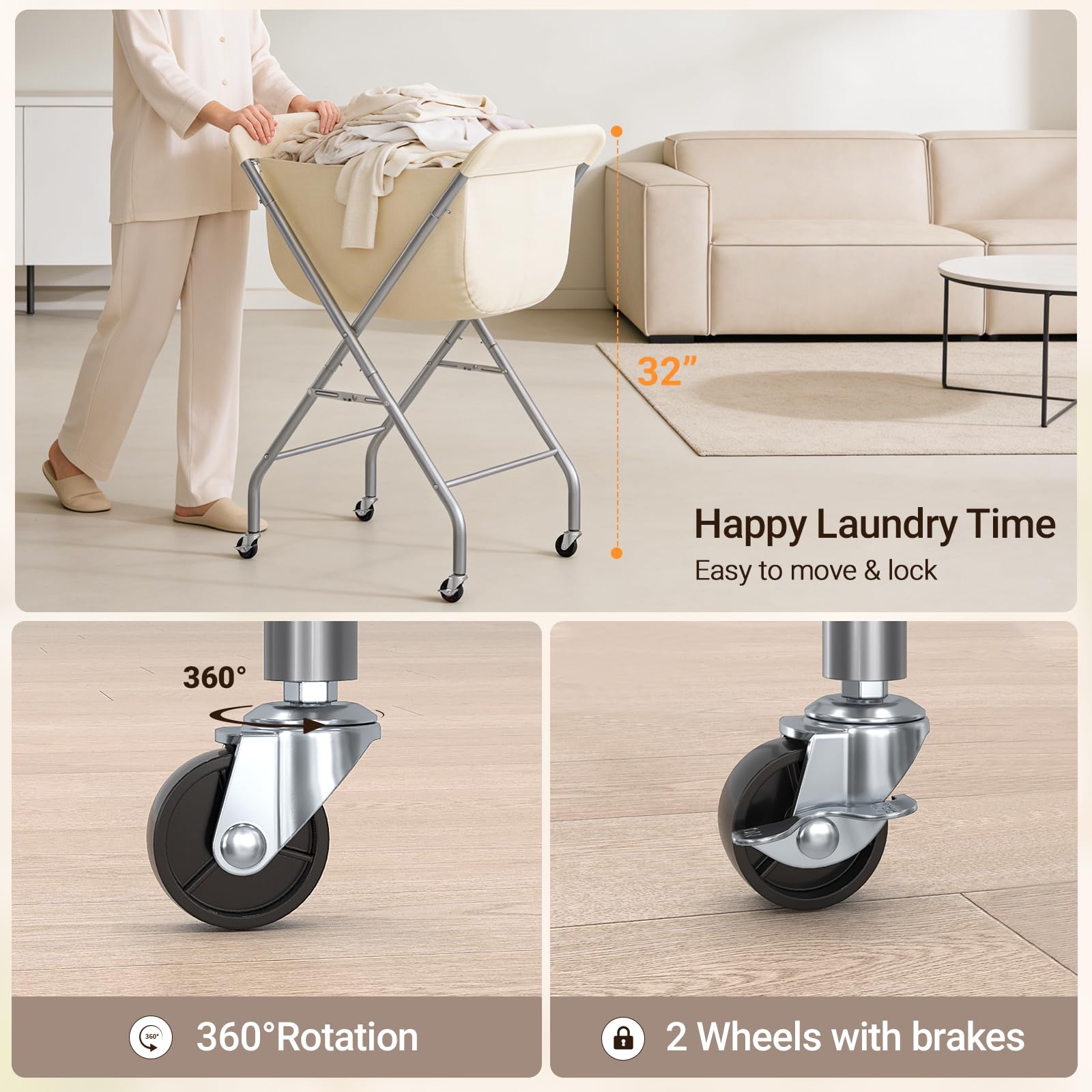 ELYKEN folded hamper flat for compact, space-saving storage