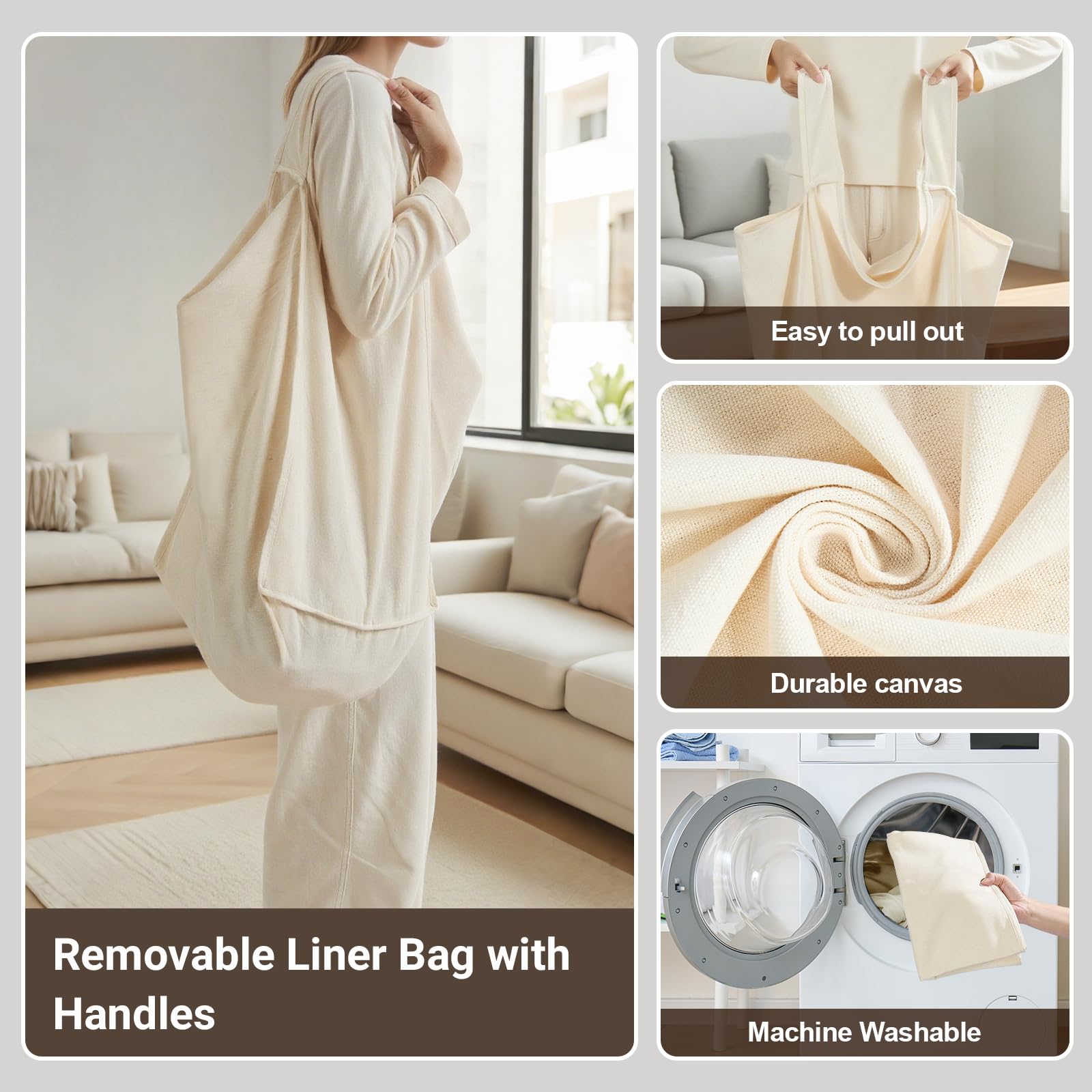 ELYKEN removable canvas liner bag ready for machine washing and transport