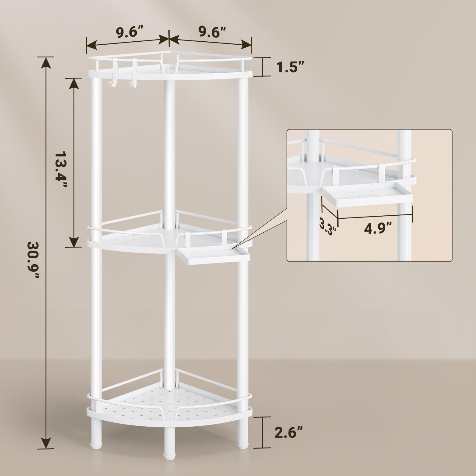 ELYKEN close-up of perforated shelf drainage for fast drying