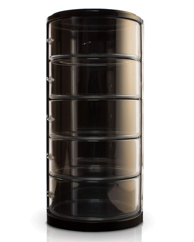 ELYPRO organizer holding rolled belts for easy selection and tidy display