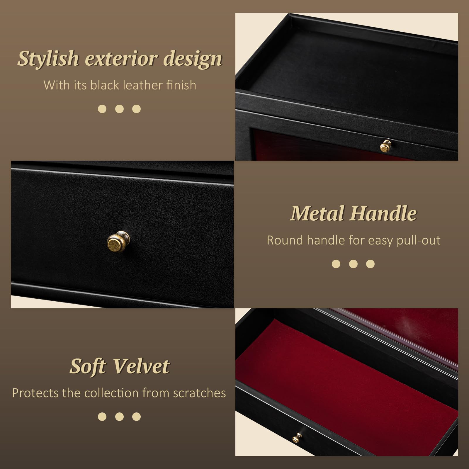 Emfogo bottom drawer open storing small grooming items and travel vials neatly