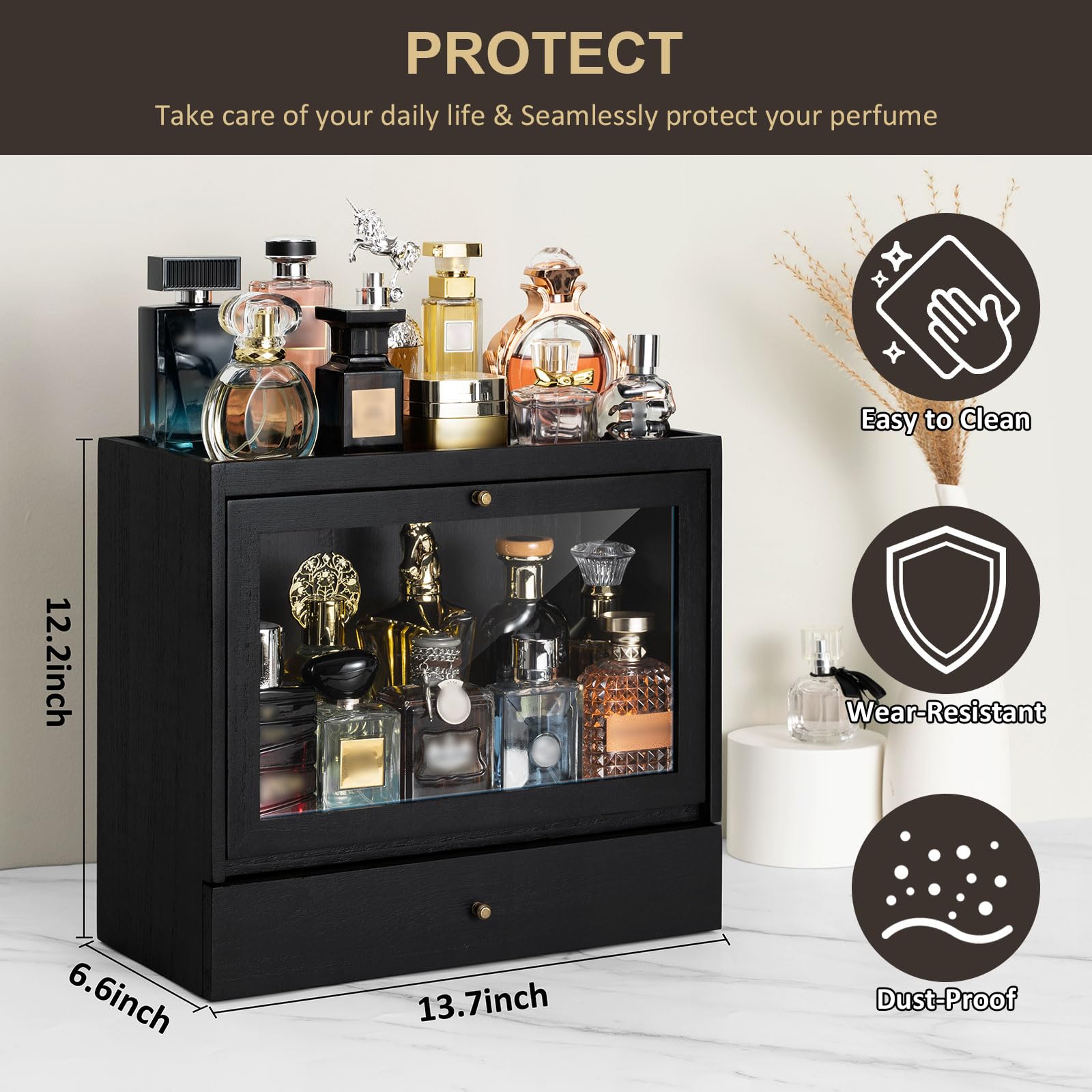 Emfogo drawer open with accessories stores small grooming items securely