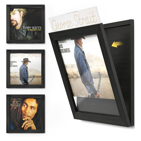 Emfogo front view black frame showing clean LP presentation and protection