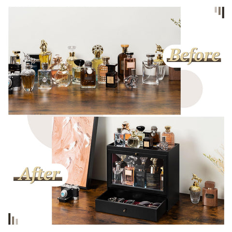 Emfogo in bathroom lifestyle setup keeping colognes tidy and adding decor value