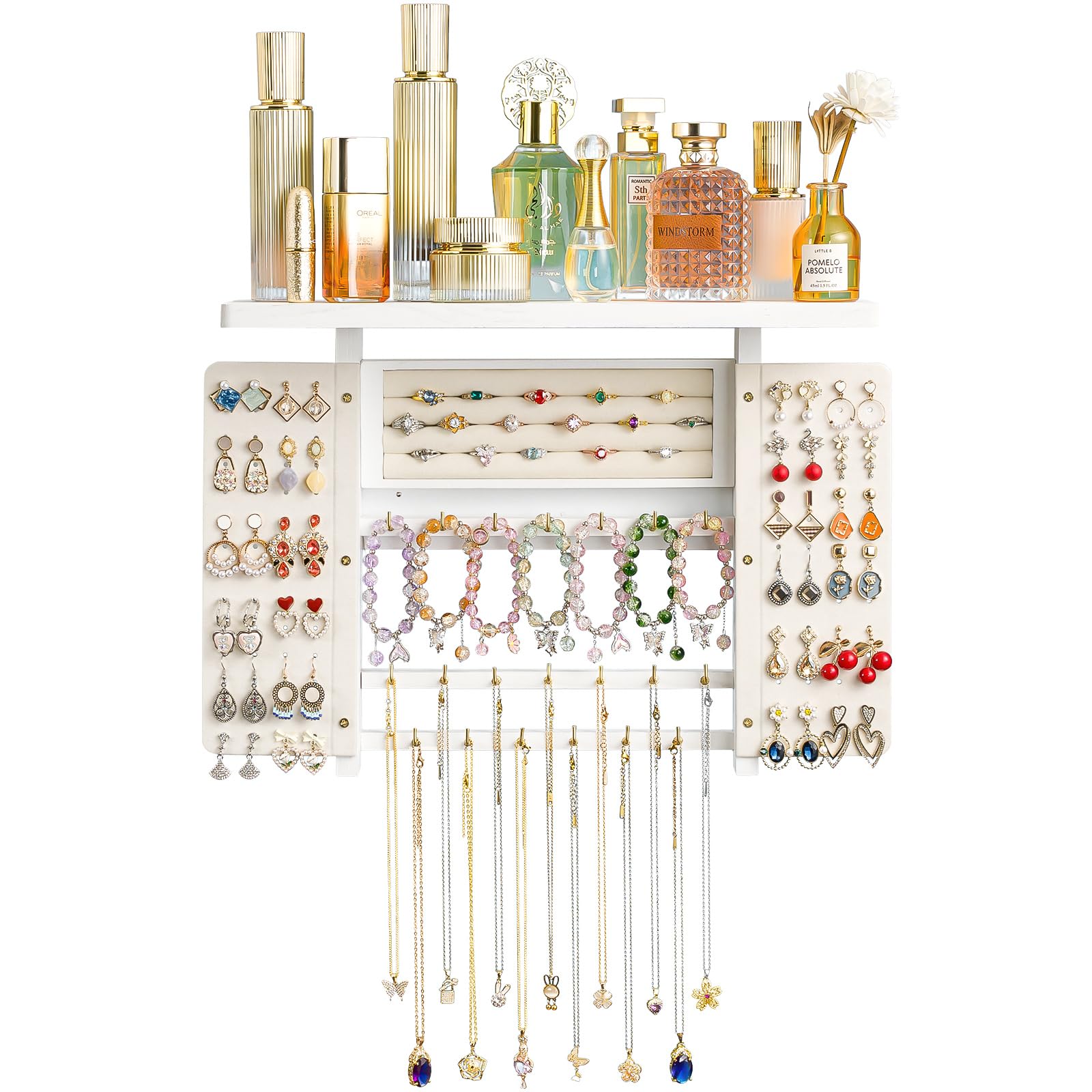 Emfogo organizer mounted in bedroom showing stylish space-saving benefit