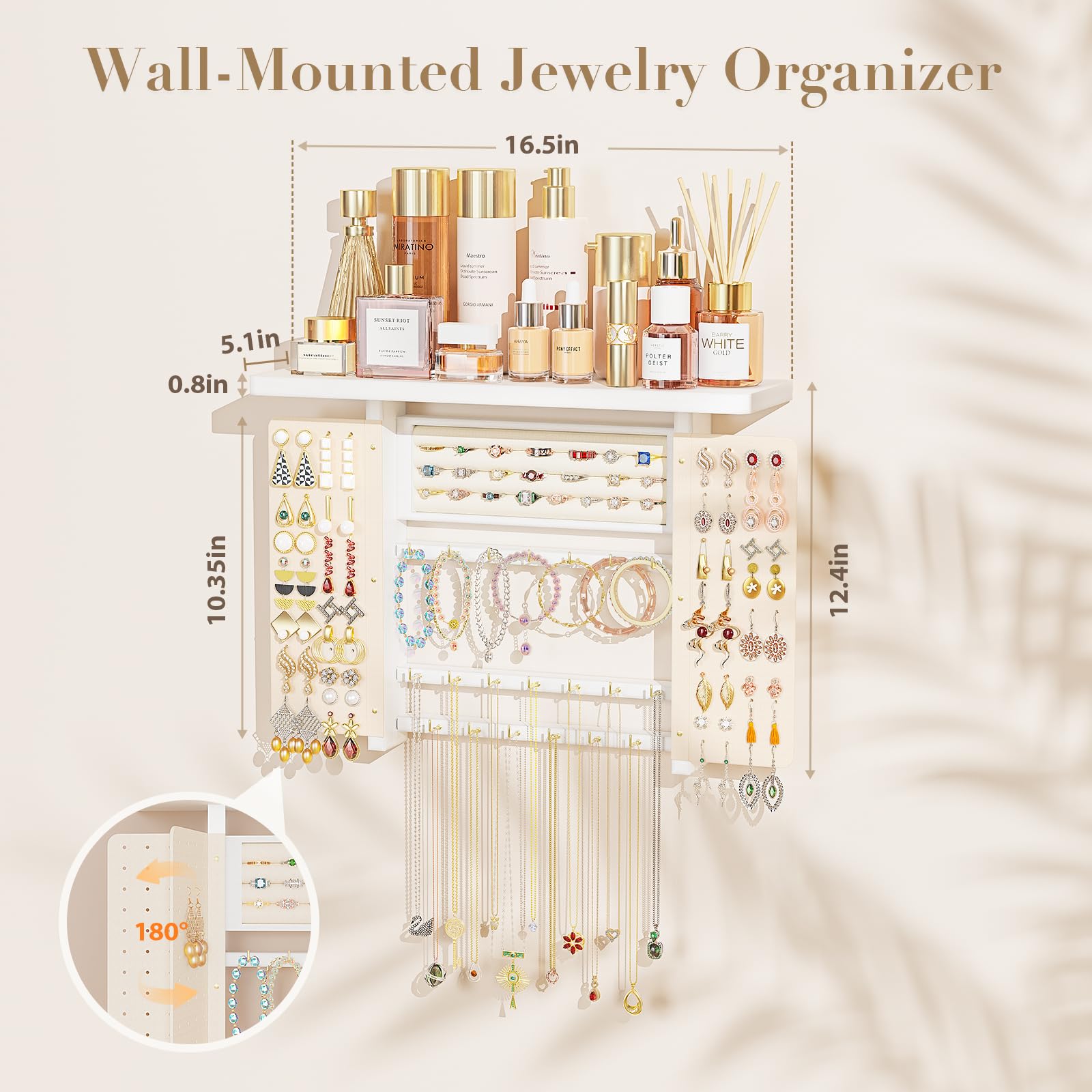 Emfogo rotating earring holders detail offering easy-access organization