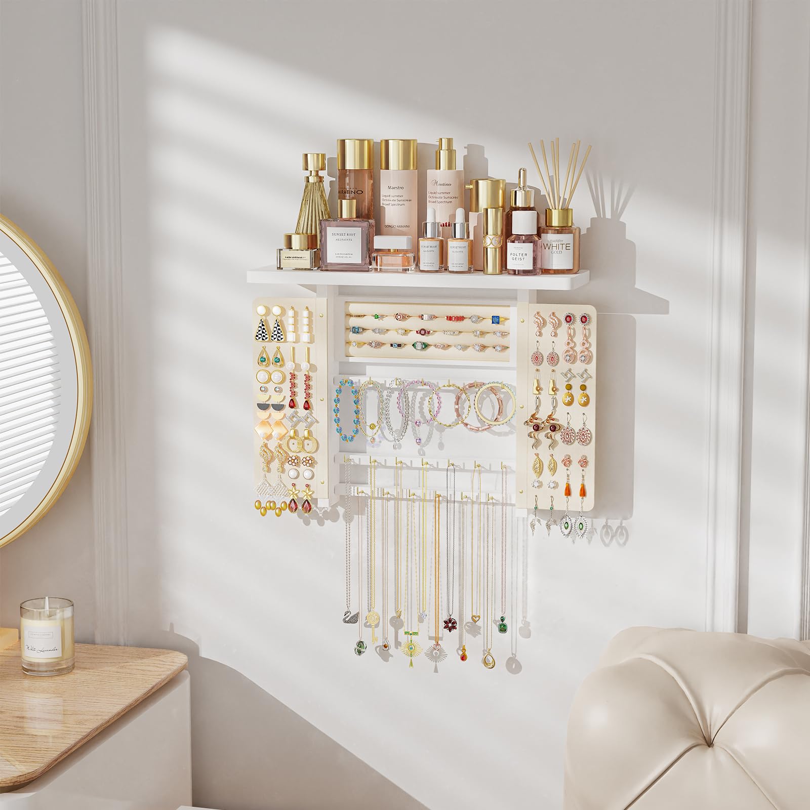 Emfogo top tray staged with perfume showing extra storage advantage