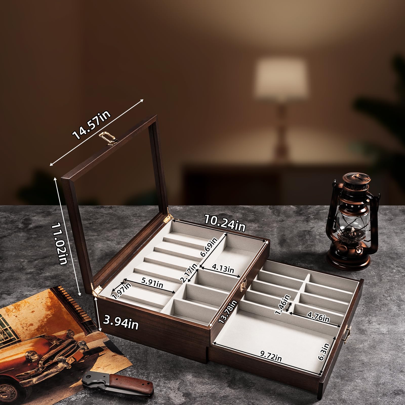 Emfogo case on dresser as lifestyle display adding elegant organization