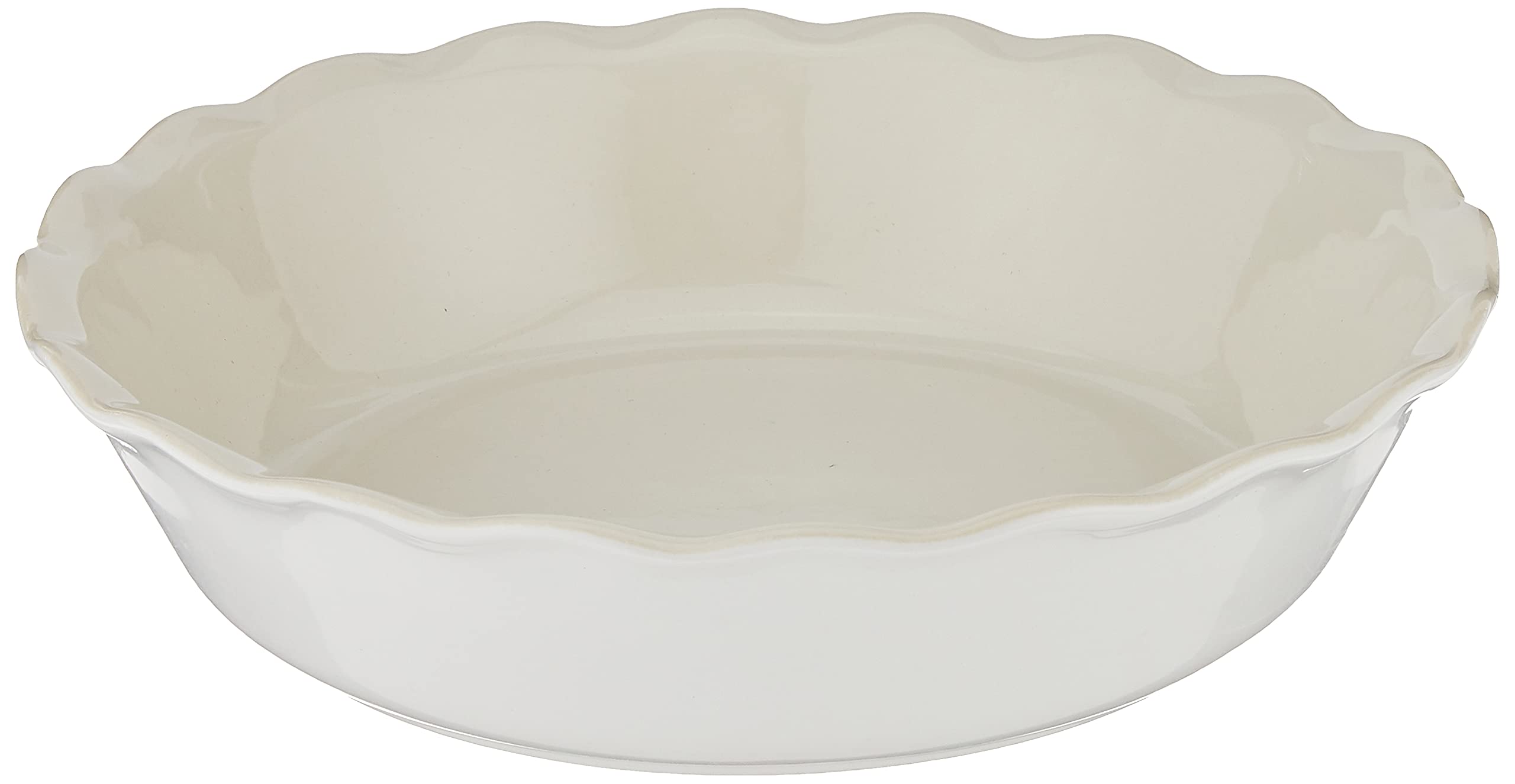 Emile Henry front view showing sugar glaze and elegant rim, great for presentation