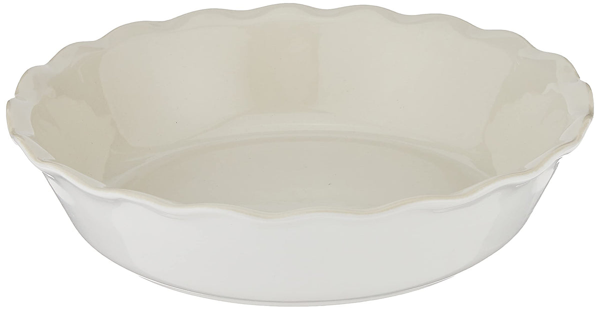 Emile Henry front view showing sugar glaze and elegant rim, great for presentation
