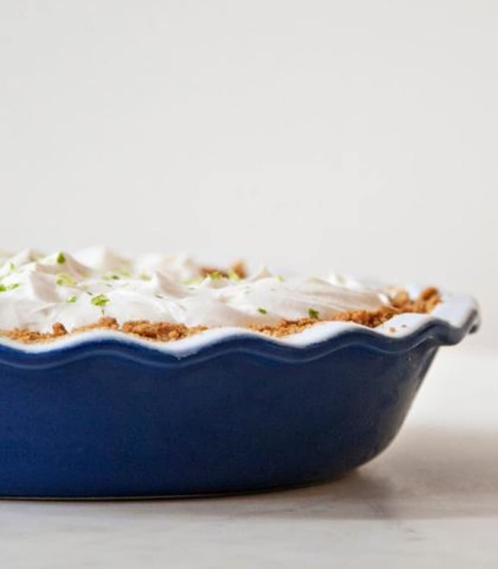 Emile Henry Twilight pie dish crust close-up showing nonstick glaze for easy slicing