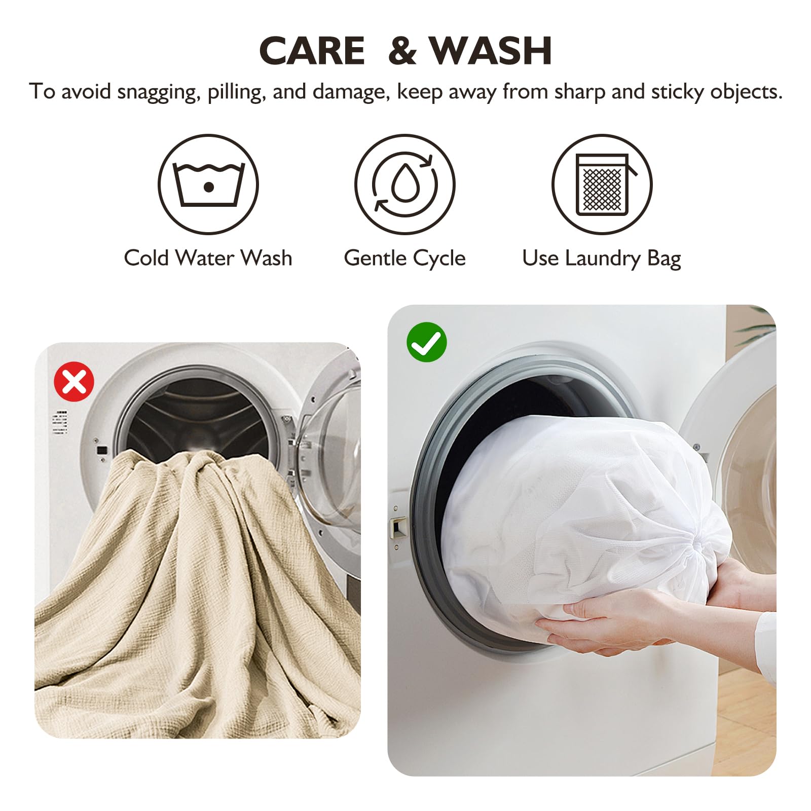 EMME hand touching fabric to show soft feel and gentle comfort