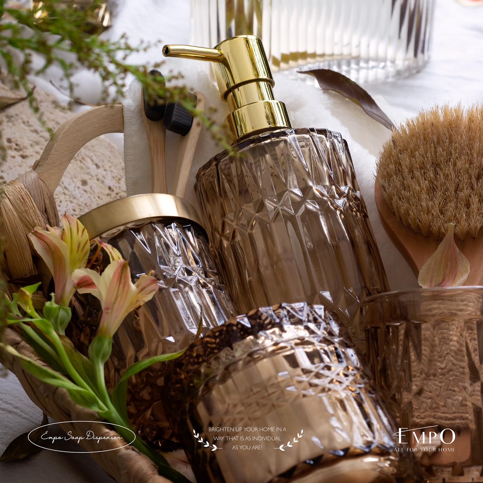 EMPO tumbler holding toothbrushes and brushes for easy access