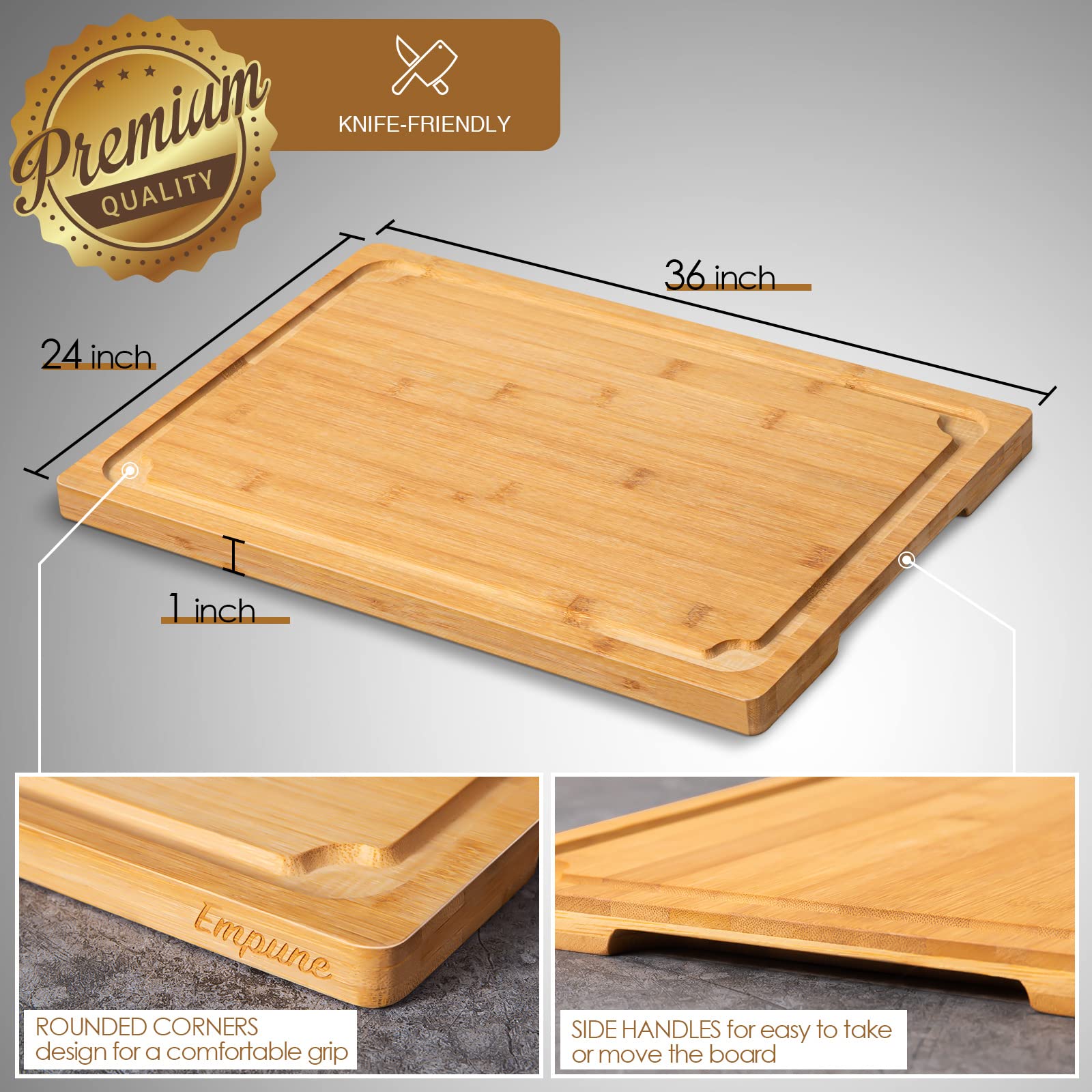 Empune bamboo grain close-up highlighting durable texture and knife-friendly surface