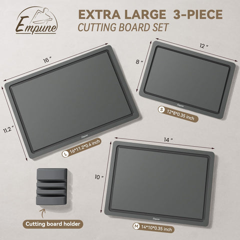 Empune rubber non-slip edge gripping quartz countertop for secure chopping
