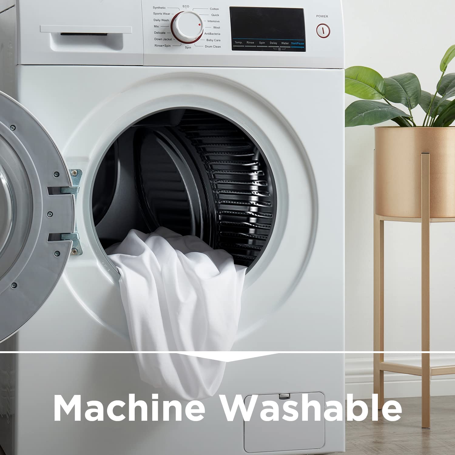 Empyrean Bedding care label showing easy machine-wash instructions for convenience